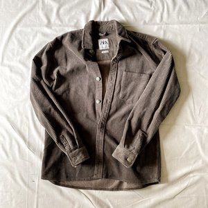 Zara Gray Corduroy Shacket Men's Medium